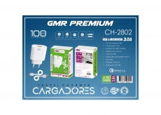 CARGADOR USB CON CABLE MICRO USB 1M 3.0A