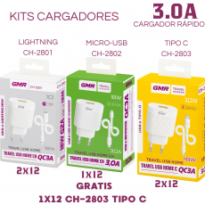 KITS CARGADORES 3.0 5 PACK + 1 GRATIS